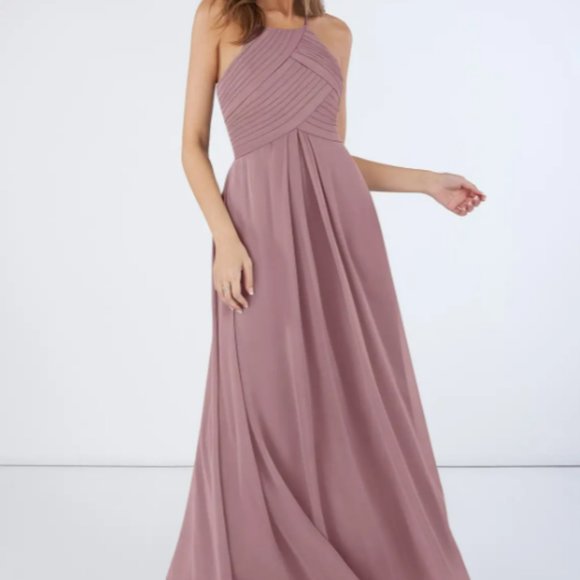 Azazie Ginger Bridesmaid Dress in Dusty Rose - A-line pleated floor-length - Picture 1 of 3